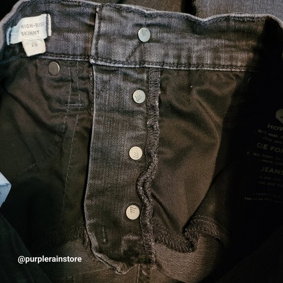 Madewell Jeans 26 Skinny 10" High Rise Button Fly Berkeley Black Wash AA590 - Picture 4 of 13